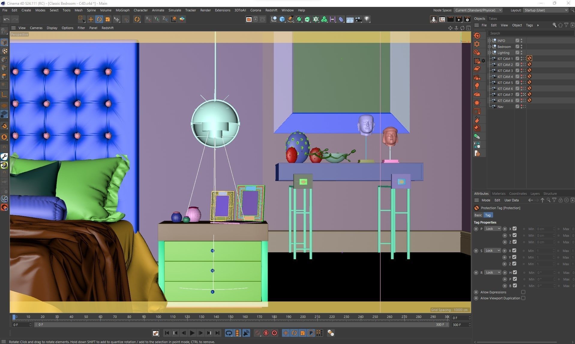 VRay - C4D Scene files - Modern Classic Bedroom Interior Scene 3D model_15