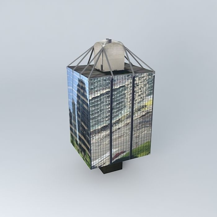 The Qube tall building with reflections in it Free 3D model_1