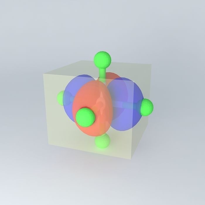 d x2y2 orbital superimosed on an octahedral model Free 3D model_1