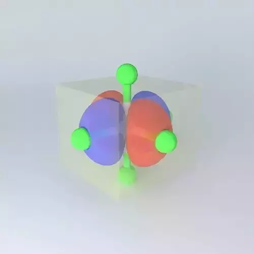 d x2y2 orbital superimosed on an octahedral model
