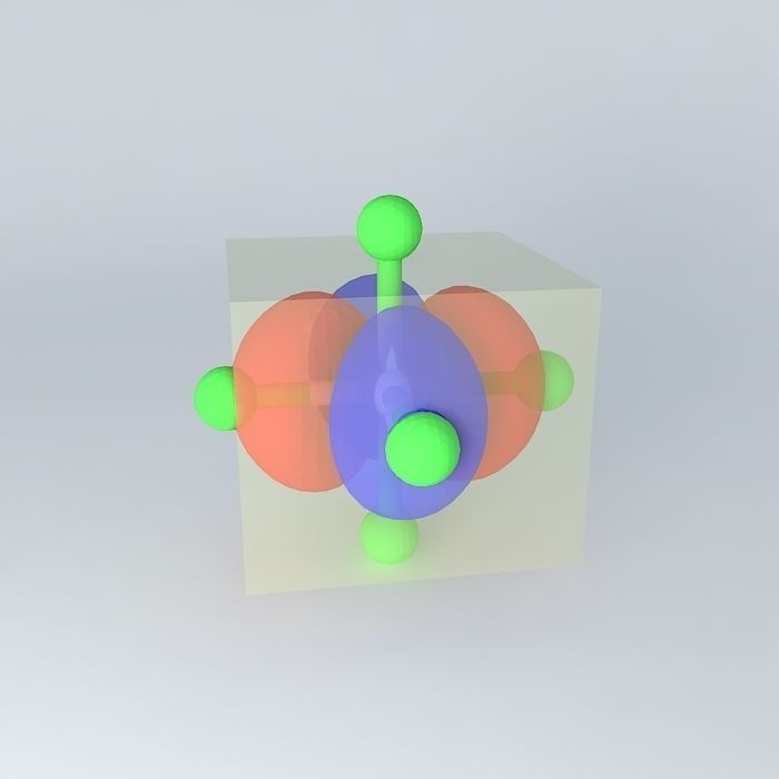 d x2y2 orbital superimosed on an octahedral model Free 3D model_2