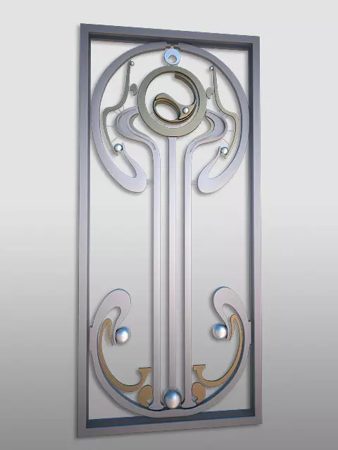 Decorative secession railing for stairs 3D model_0