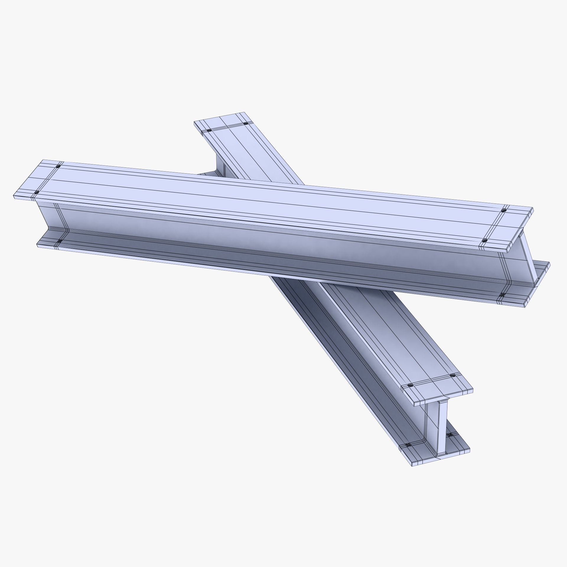 Construction Beam  Low-poly 3D model_4