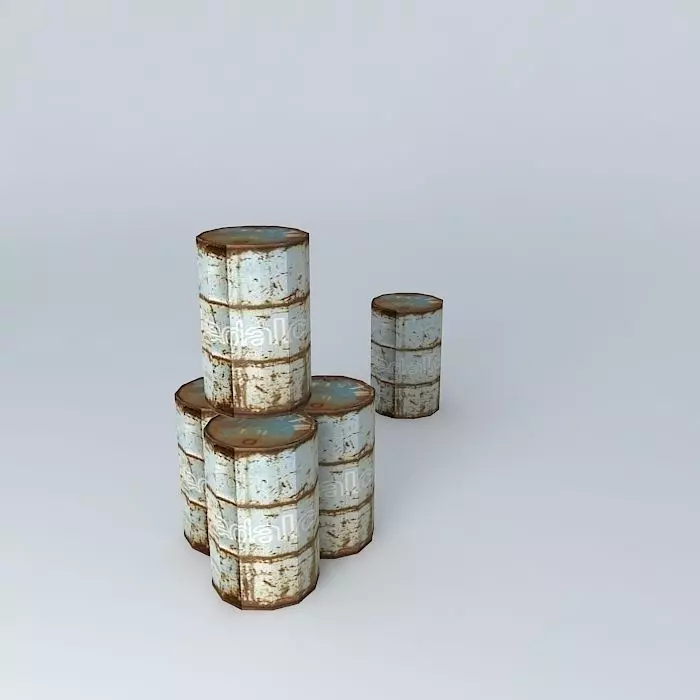 barrels three rusty Free 3D model_0