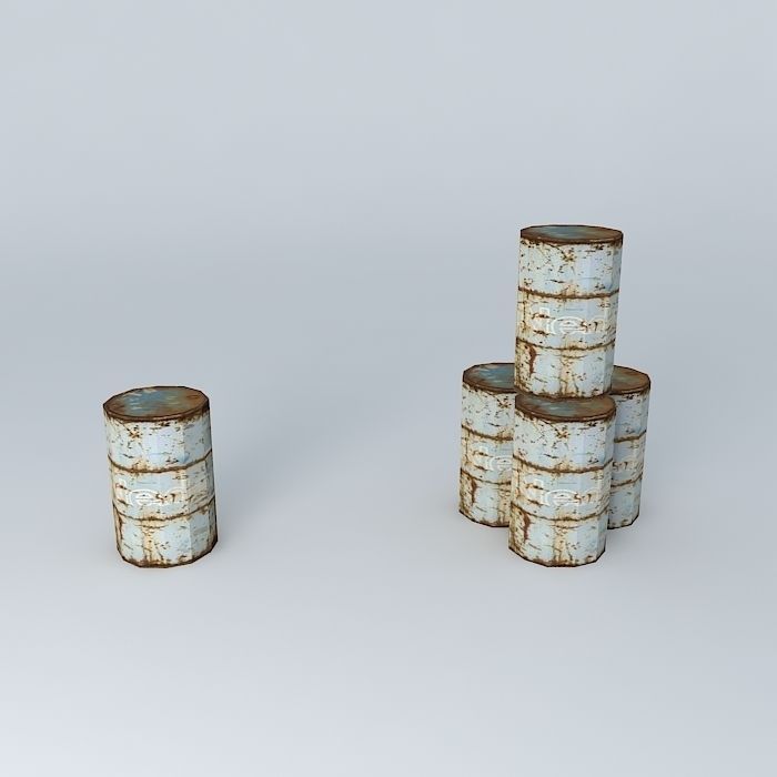 barrels three rusty Free 3D model_1