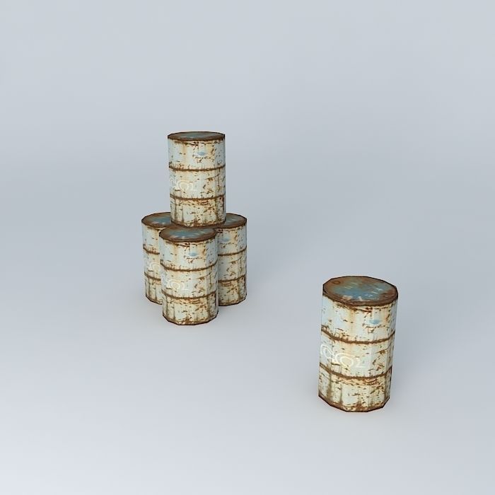 barrels three rusty Free 3D model_2