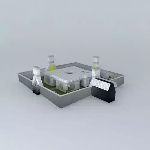 Magician mosque with fountain in middle of it Free 3D model