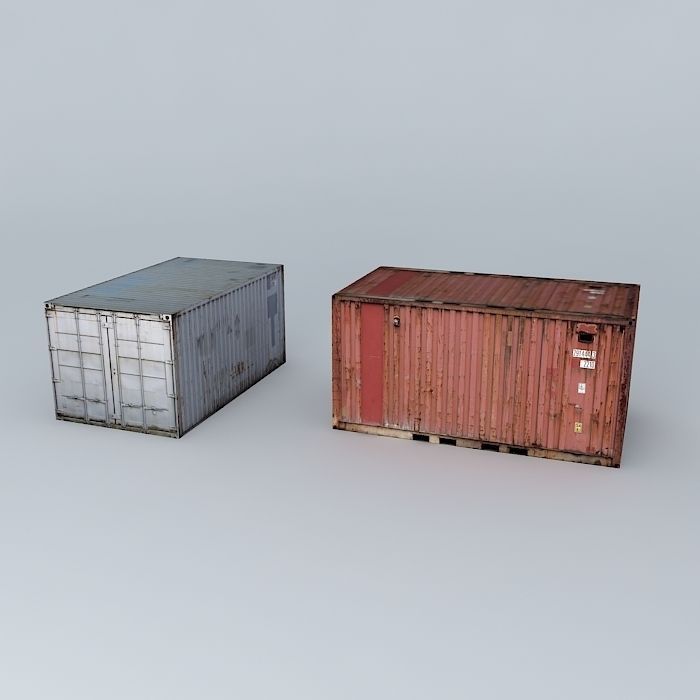 containers two shipping Free 3D model_1