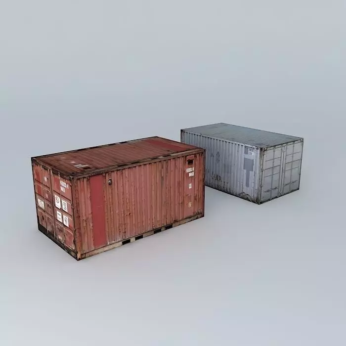 containers two shipping Free 3D model_0