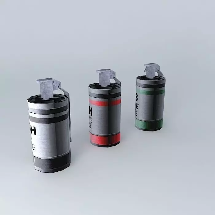Grenades LowPoly three batteries Free 3D model