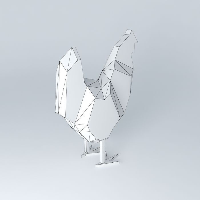 chicken origami rooster Free 3D model_3