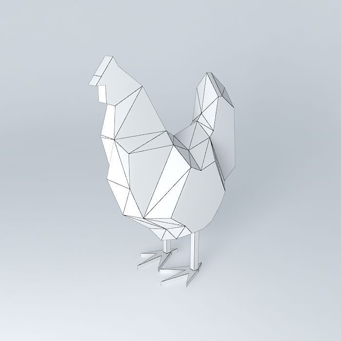 chicken origami rooster Free 3D model_4