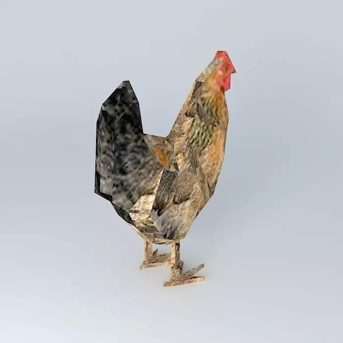 chicken origami rooster Free 3D model_0