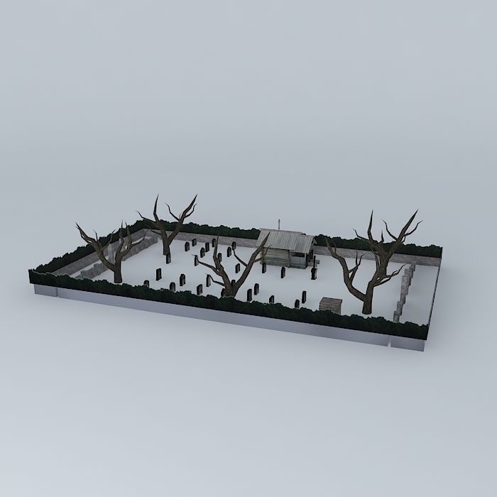 RIP cemetery with trees Free 3D model_1