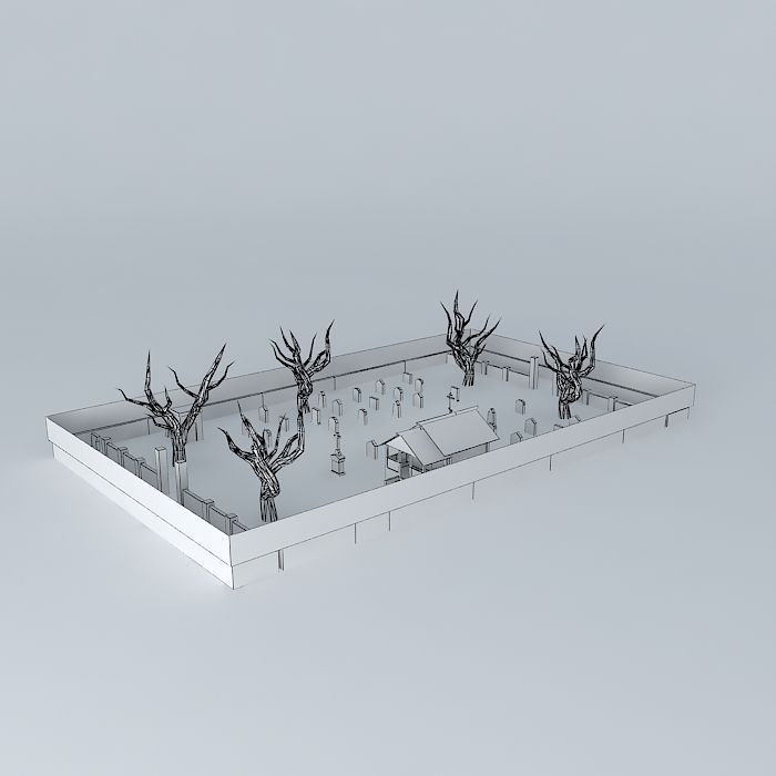 RIP cemetery with trees Free 3D model_3