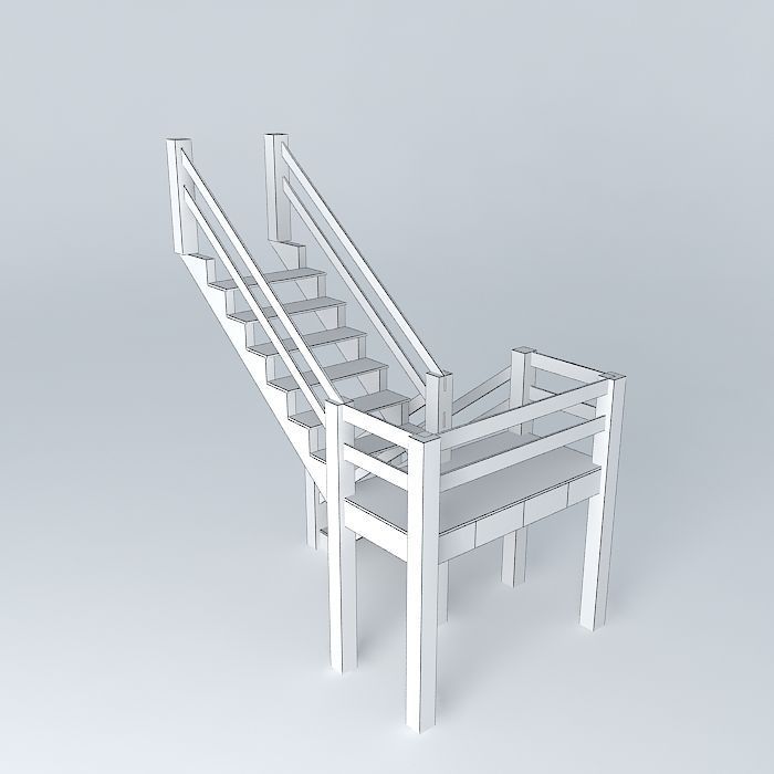 wooden ladder Free 3D model_3