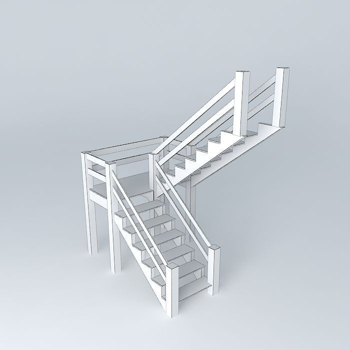 wooden ladder Free 3D model_4