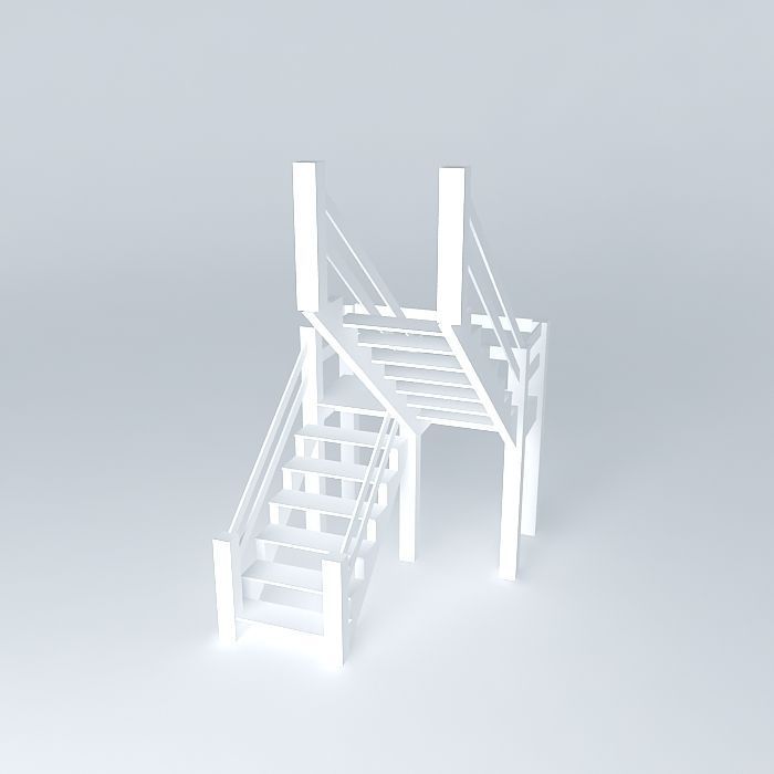 wooden ladder Free 3D model_1