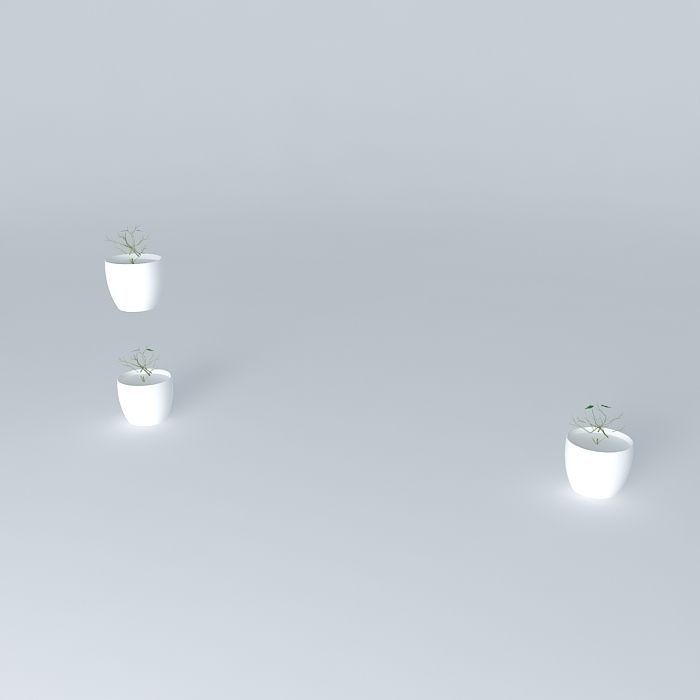 glass 4 plant in pot Free 3D model_1