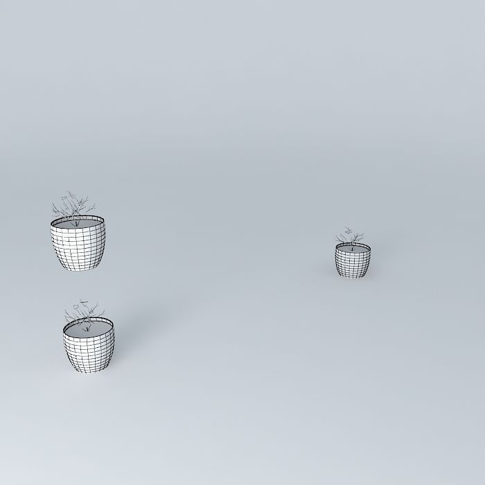 glass 4 plant in pot Free 3D model_4
