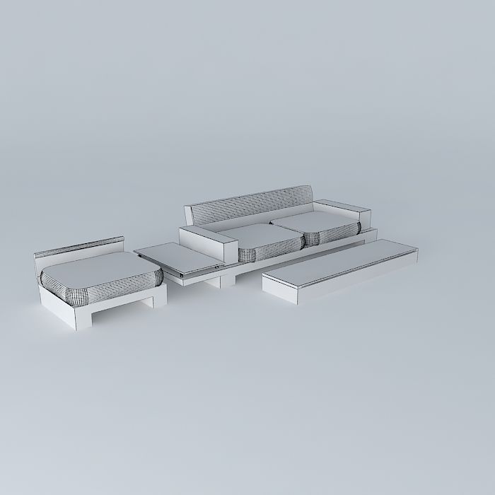 couch bench Free 3D model_4