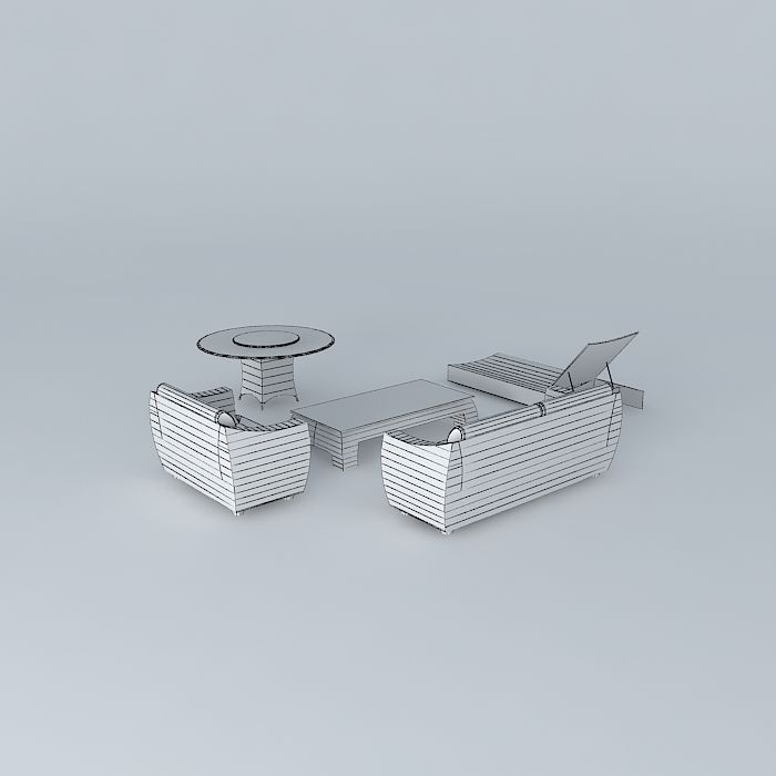 sofa set couch and table Free 3D model_3