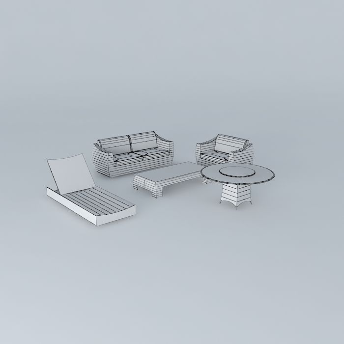sofa set couch and table Free 3D model_4