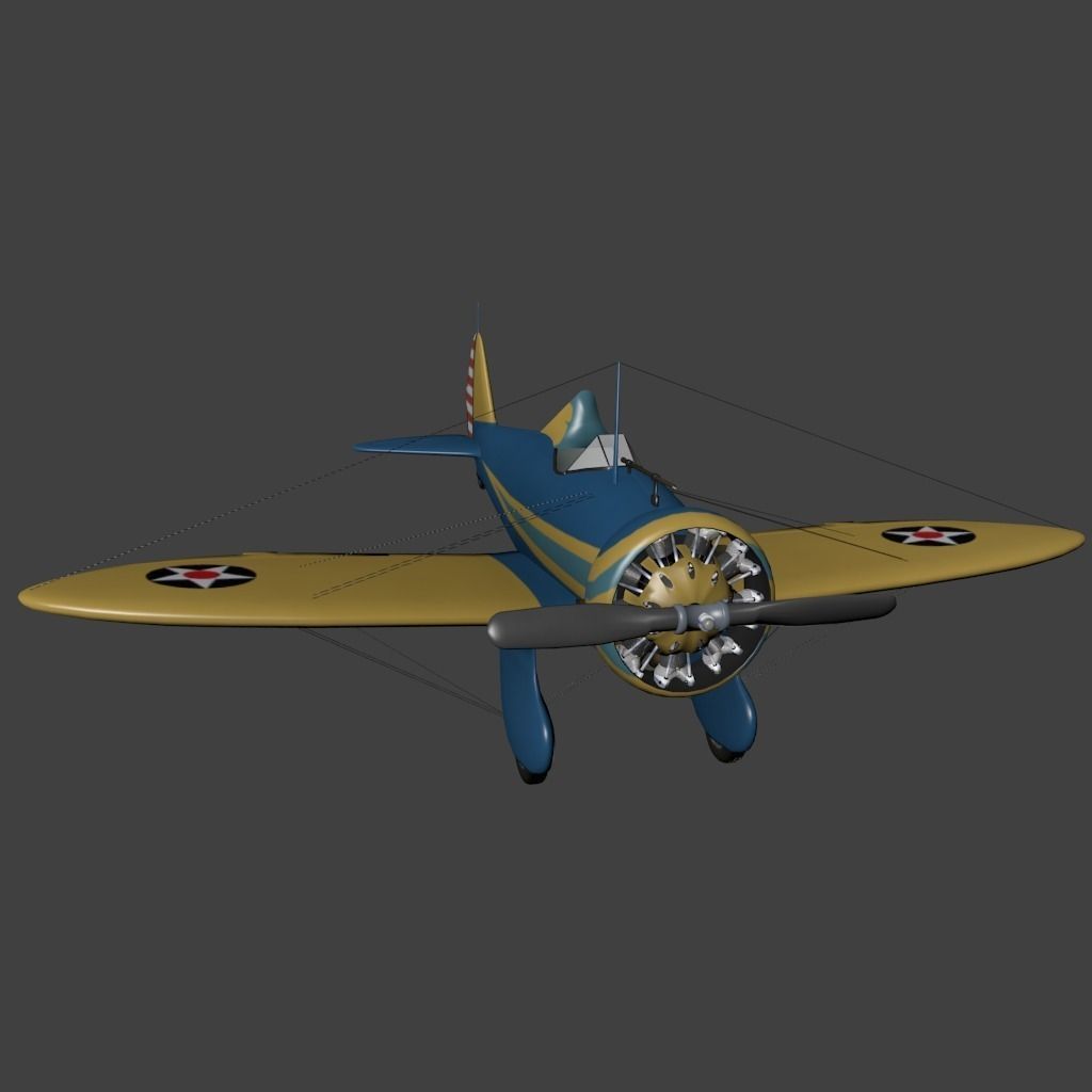Boeing P26 Peashooter Low-poly 3D model