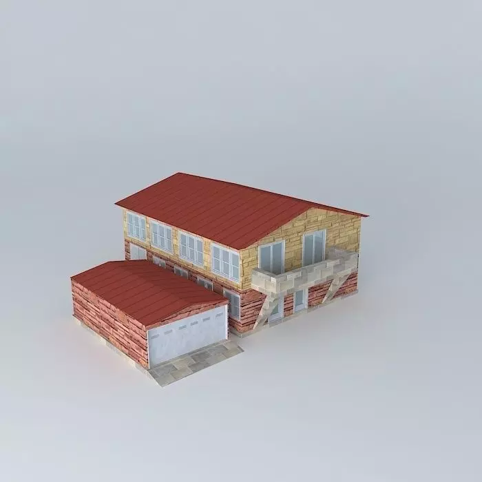 Low Poly Typical Family House/Condominium Free 3D model_0
