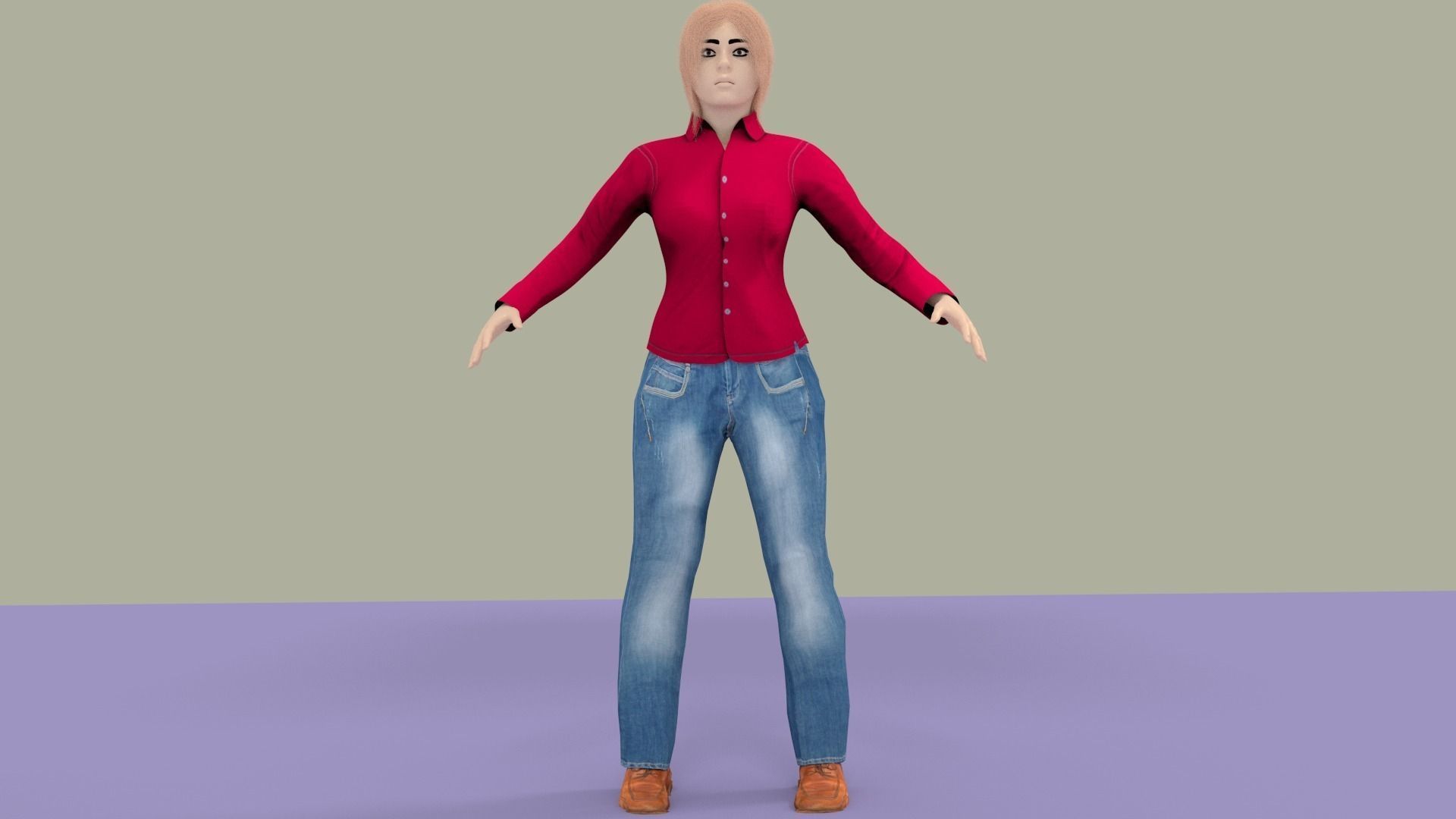  Girl Rigged Skinned ready for Animation 3D model_3