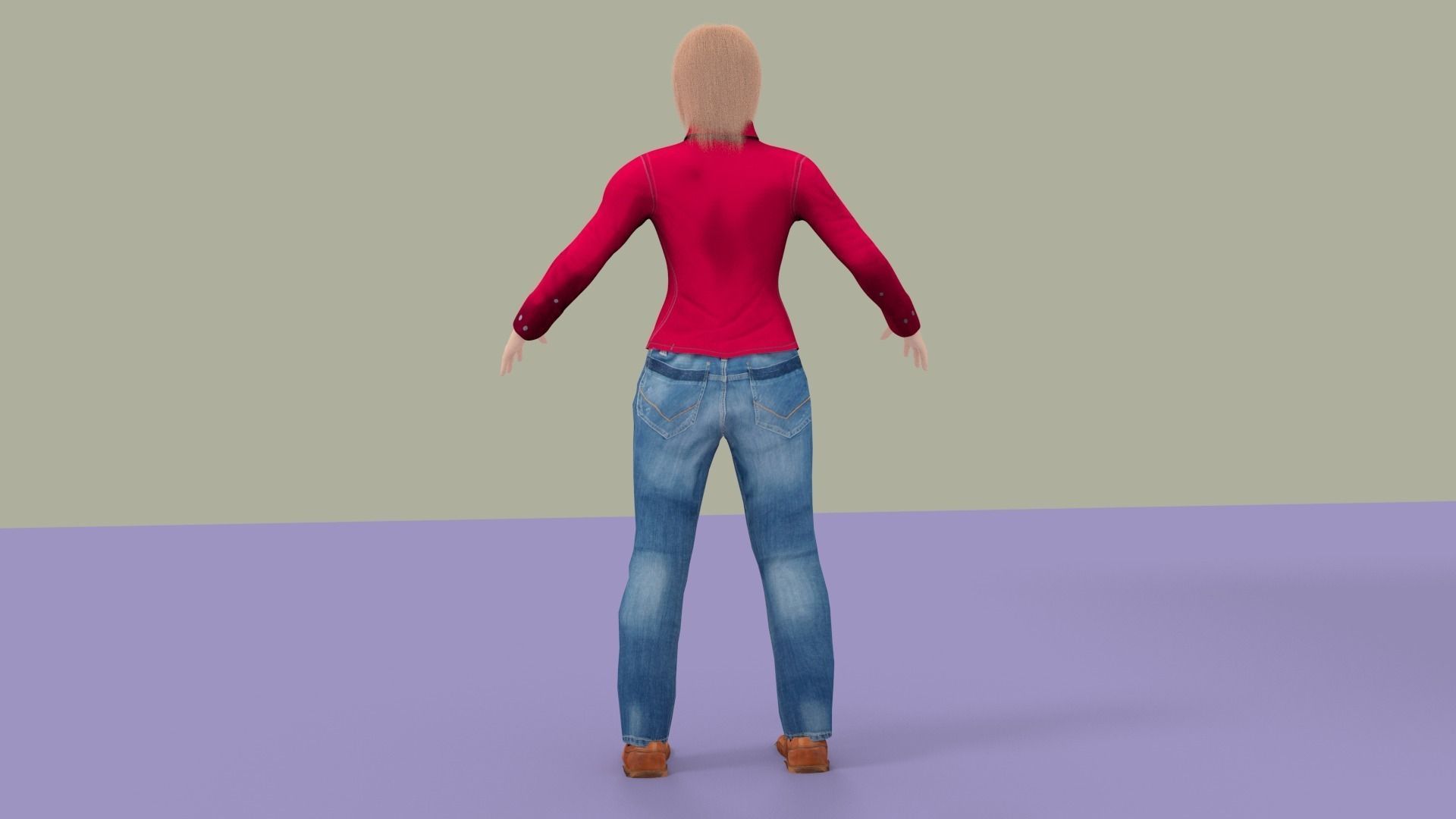  Girl Rigged Skinned ready for Animation 3D model_4