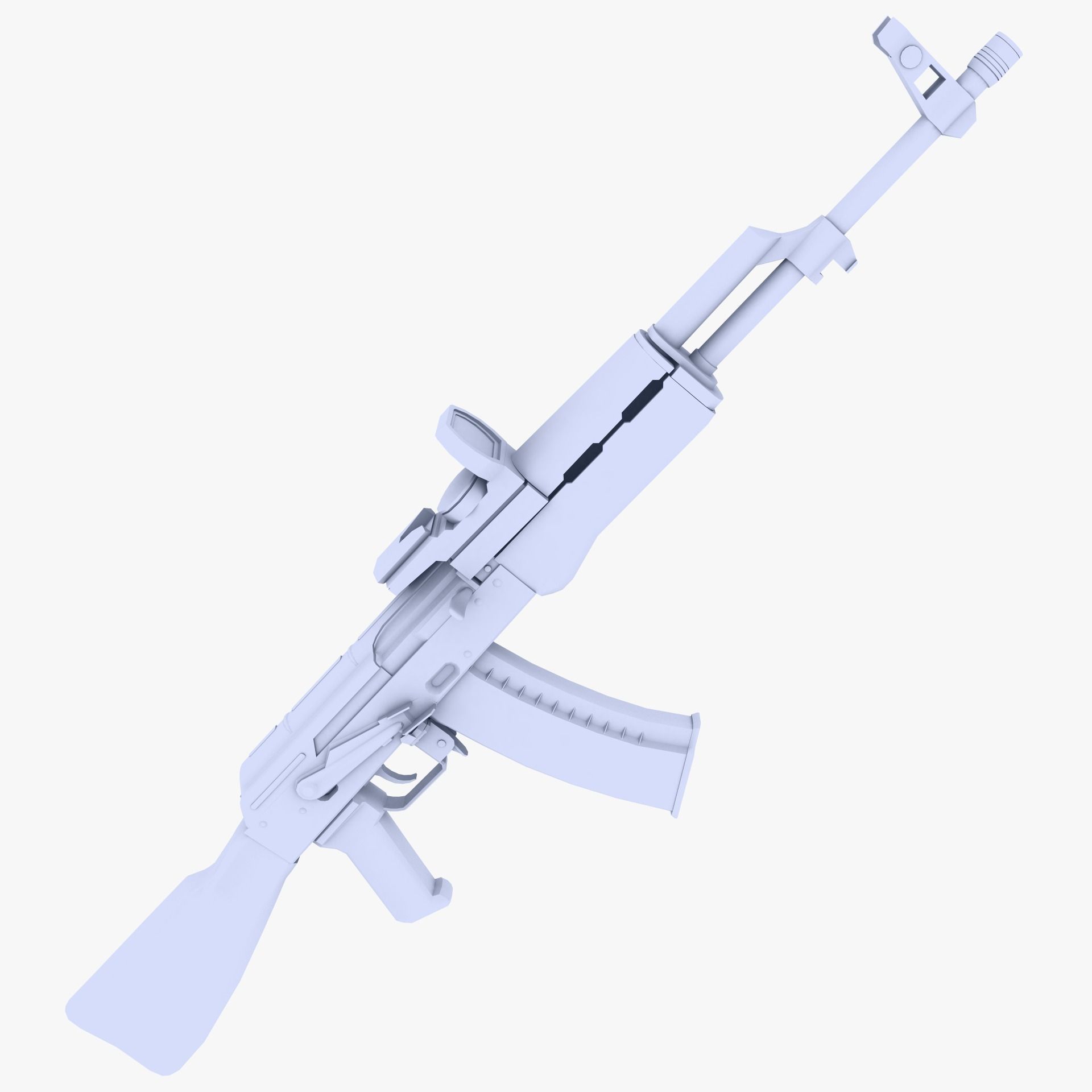 AK47 Assault Rifle Low-poly 3D model_2