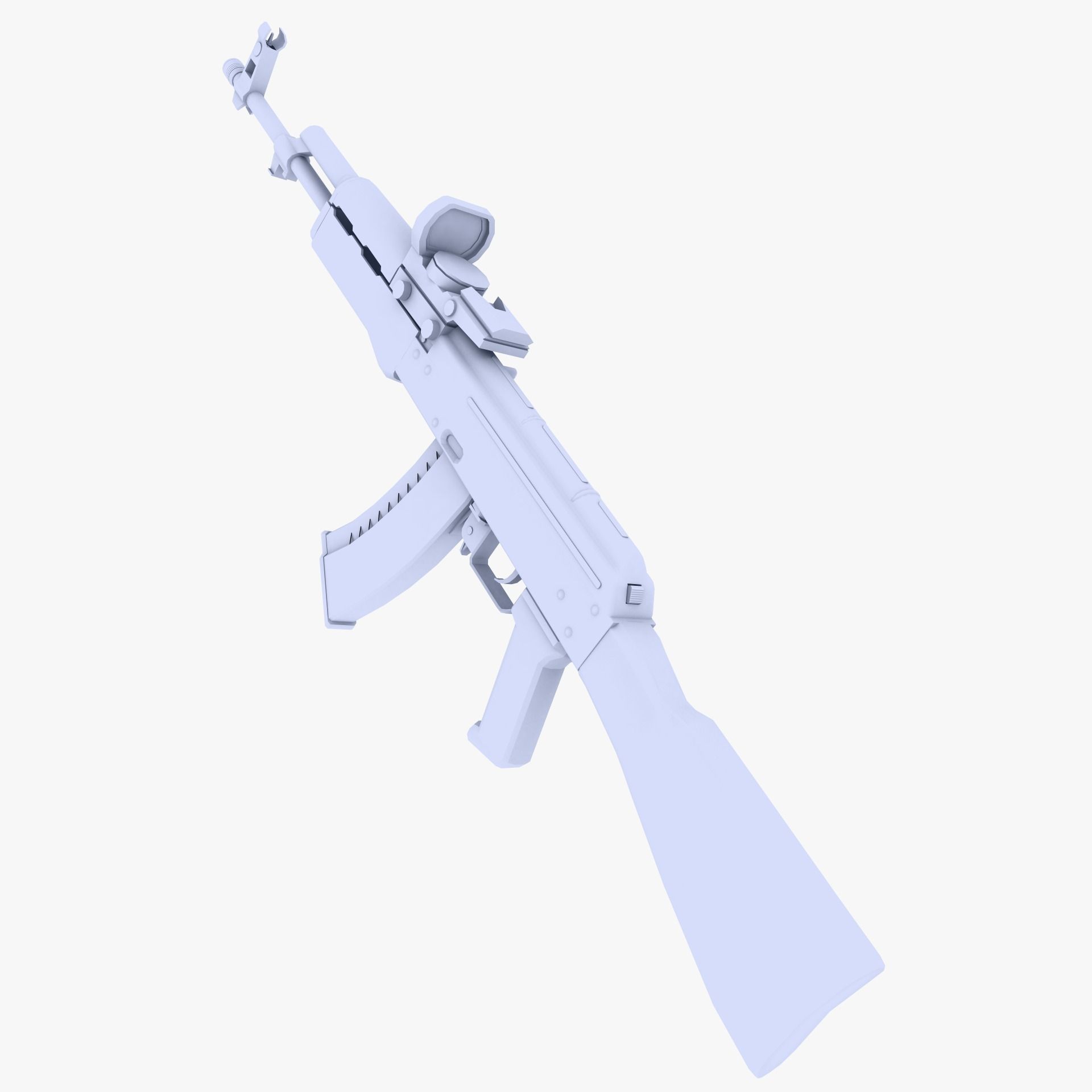 AK47 Assault Rifle Low-poly 3D model_1