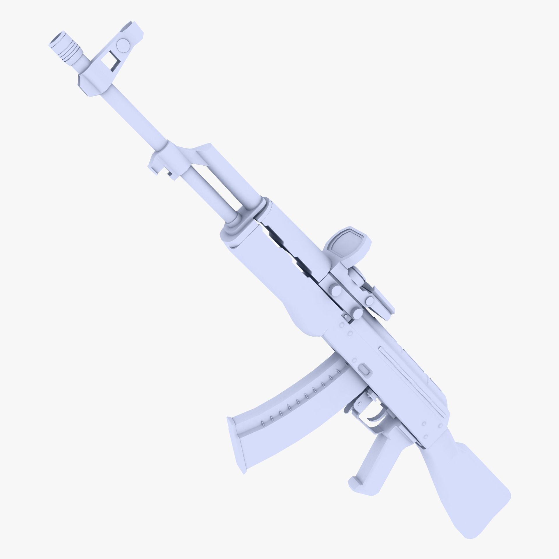 AK47 Assault Rifle Low-poly 3D model_0