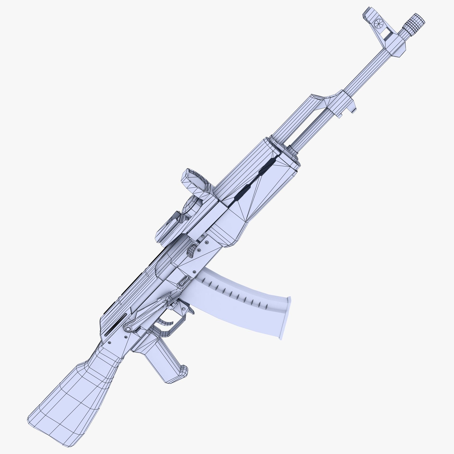 AK47 Assault Rifle Low-poly 3D model_3