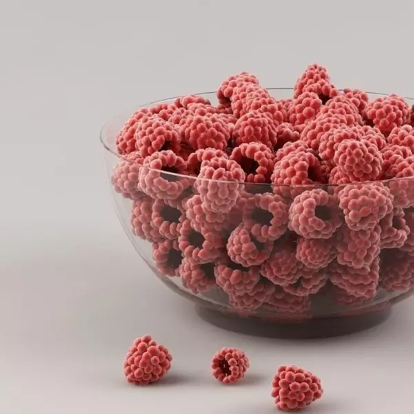 Raspberry raspberries in bowl 3D model