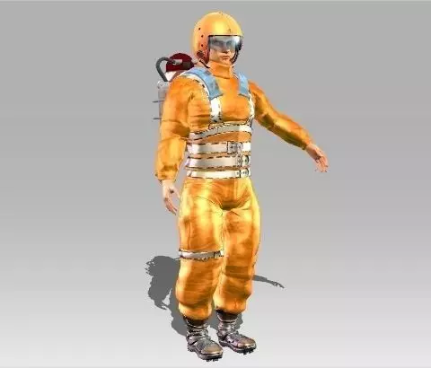Fireman man in orange suit 3D model