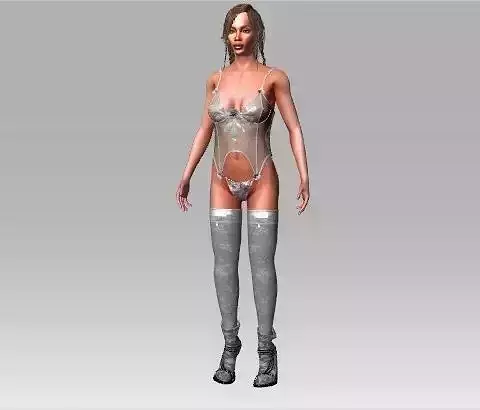 Naomi woman in lingerie and stockings 3D model