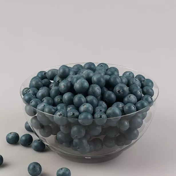 Blueberry blueberries in bowl 3D model