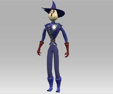 Scarecrow 1 animated character wearing hat and boots 3D model_1