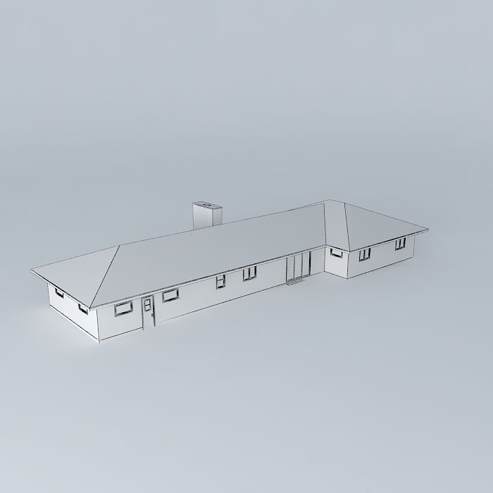 House with roof Free 3D model_4