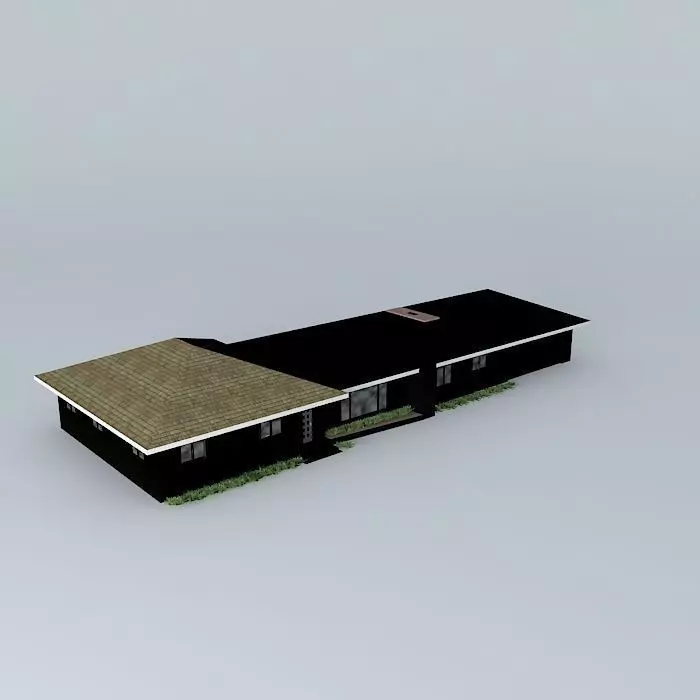 House with roof Free 3D model_0