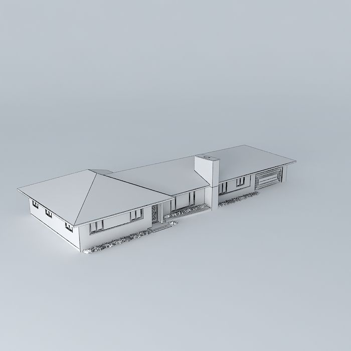 House with roof Free 3D model_3