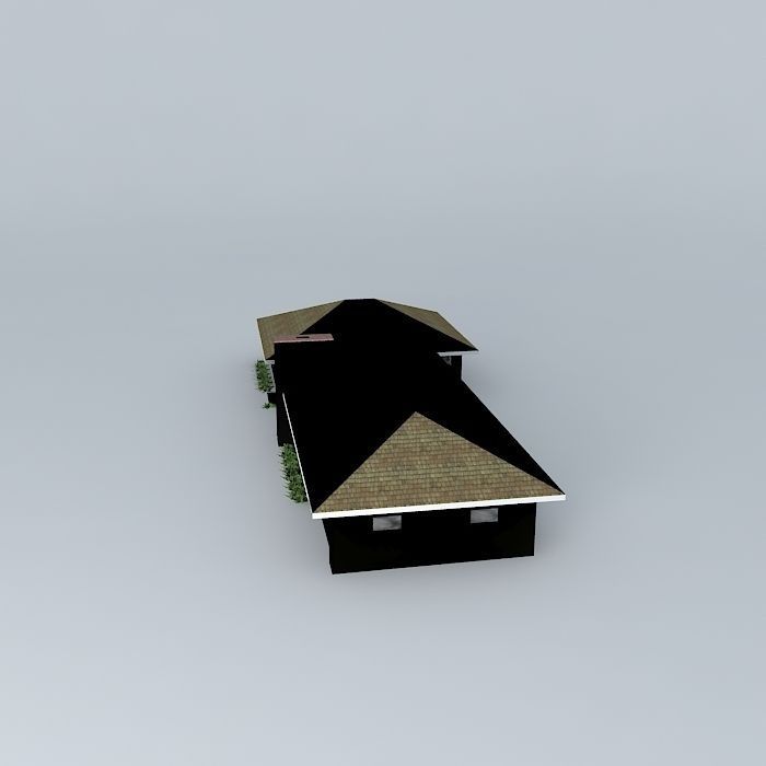 House with roof Free 3D model_2