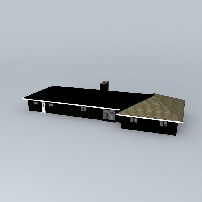 House with roof Free 3D model_1