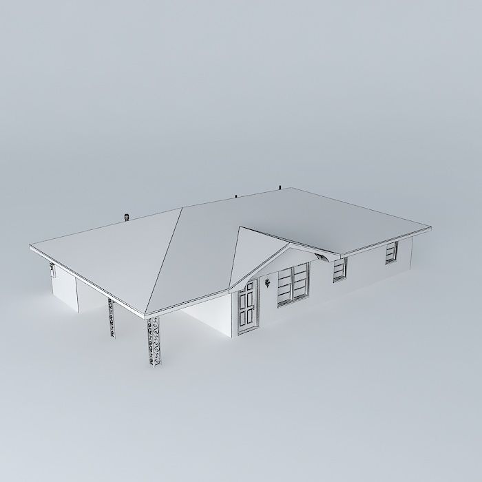 House with roof Free 3D model_3