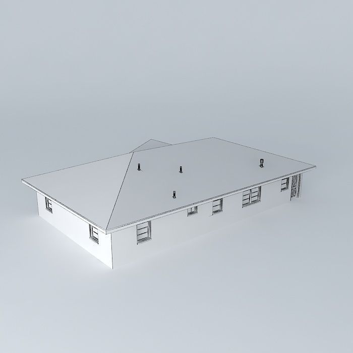 House with roof Free 3D model_4
