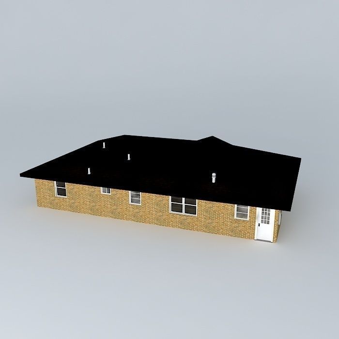 House with roof Free 3D model_1
