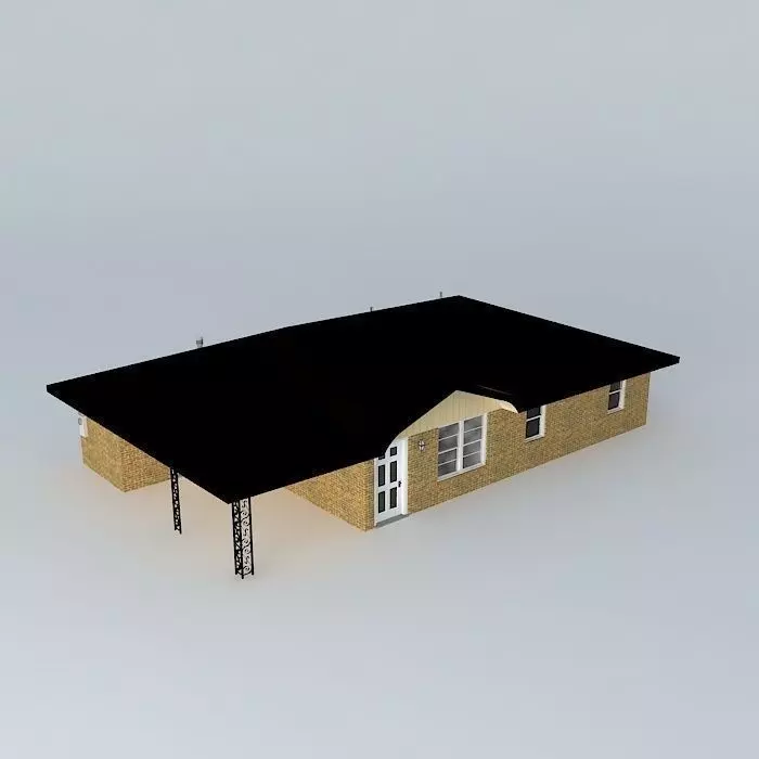 House with roof Free 3D model_0