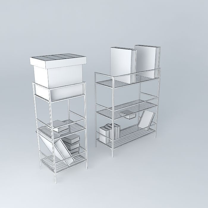 Shelves metal shelving unit with box on top Free 3D model_4